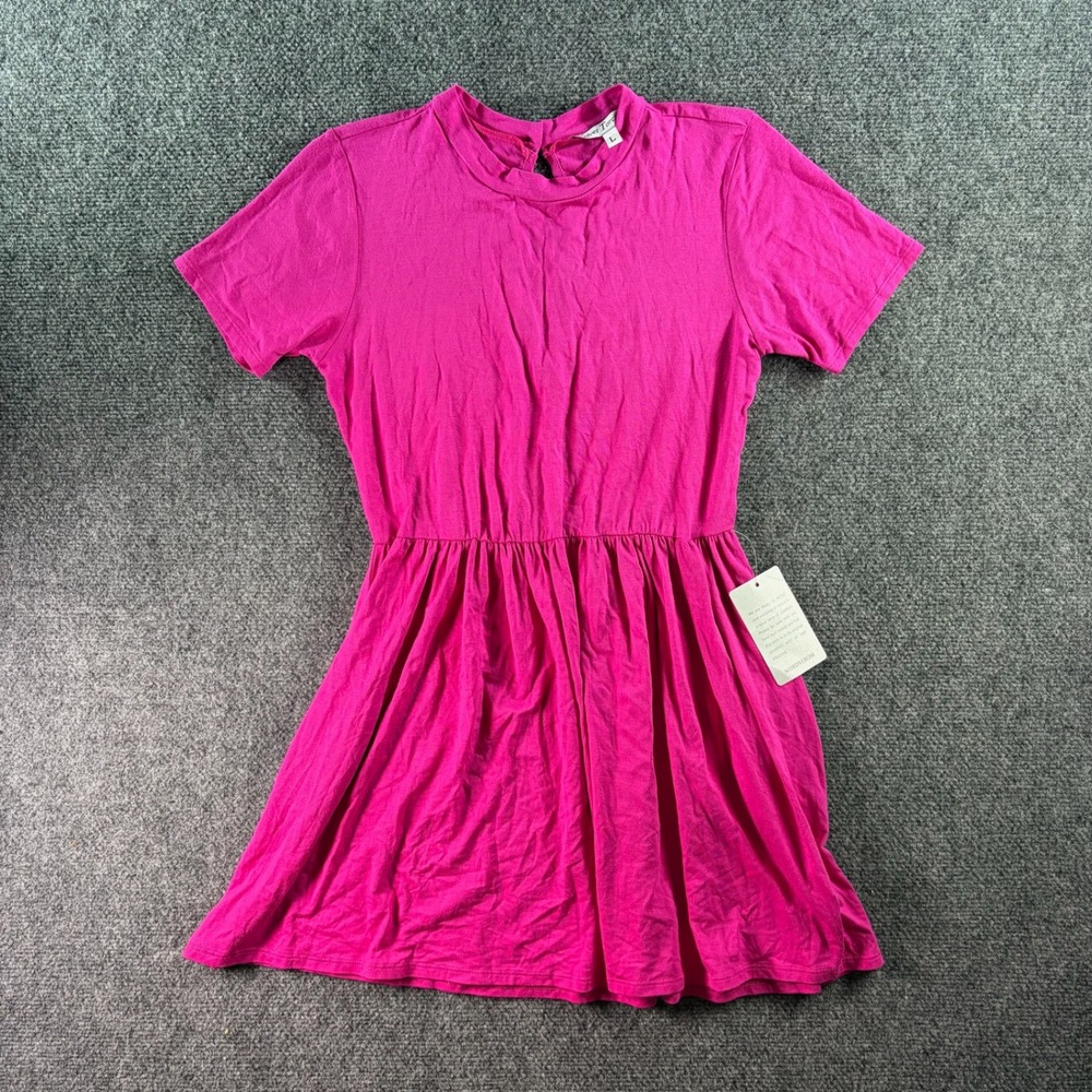 Velvet Torch Fit & Flare Dress‎ Womens L Pink Mock Neck Short Sleeve NWT Skater